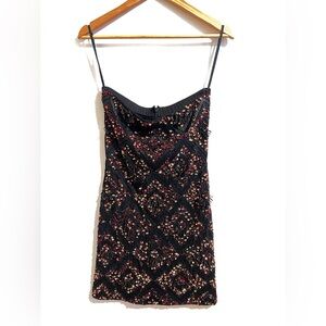 All Saints Spitfields Black Embellished Strapless Dress - size 6